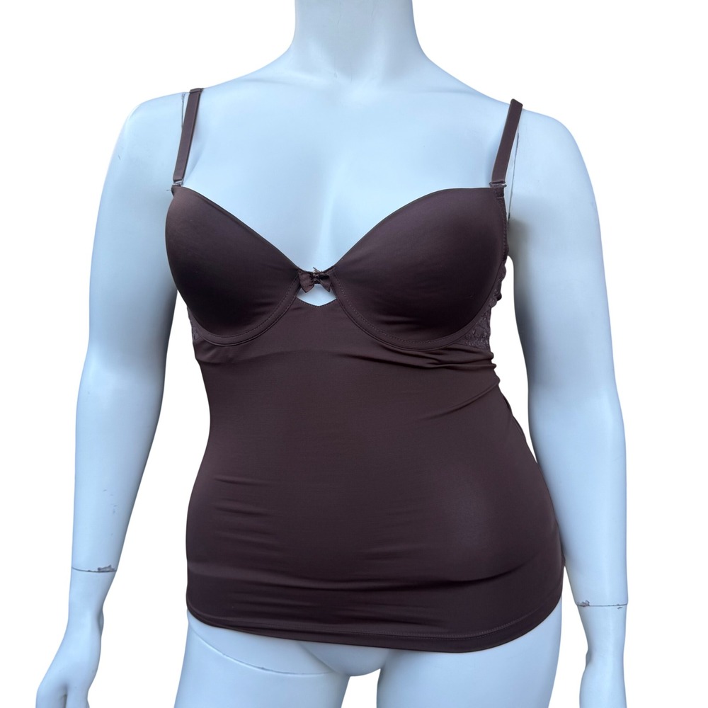 Truffles Brown Camisole Bra Top Underwire Lace Trim Y2K Coquette‎ Romantic 36C